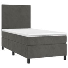 Vidaxl Box spring postelja z vzmetnico temno siva 90x200 cm žamet