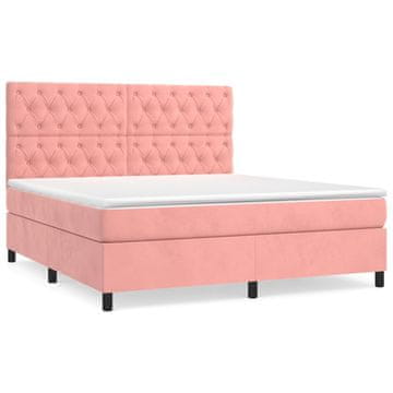 Vidaxl Box spring postelja z vzmetnico roza 160x200 cm žamet