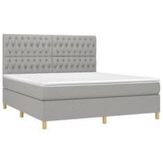 Vidaxl Box spring postelja z vzmetnico svetlo siva 180x200 cm blago