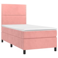 Vidaxl Box spring postelja z vzmetnico roza 90x200 cm žamet