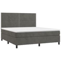 Vidaxl Box spring postelja z vzmetnico temno siva 180x200 cm žamet