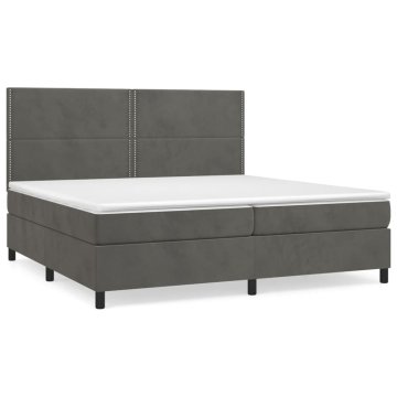 Vidaxl Box spring postelja z vzmetnico temno siva 200x200 cm žamet