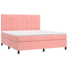 Vidaxl Box spring postelja z vzmetnico roza 160x200 cm žamet