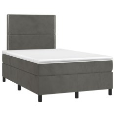 Vidaxl Box spring postelja z vzmetnico temno siva 120x200 cm žamet
