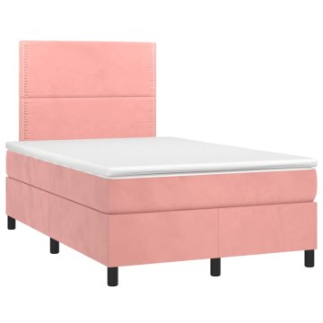 Vidaxl Box spring postelja z vzmetnico roza 120x190 cm žamet