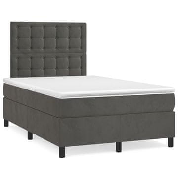 Vidaxl Box spring postelja z vzmetnico temno siva 120x200 cm žamet