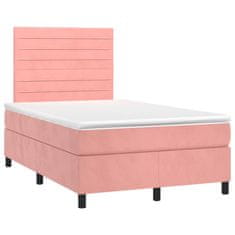 Vidaxl Box spring postelja z vzmetnico roza 120x200 cm žamet