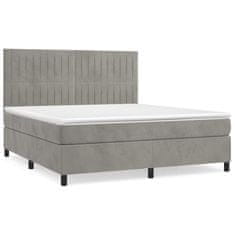 Vidaxl Box spring postelja z vzmetnico svetlo siva 180x200 cm žamet