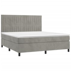 Vidaxl Box spring postelja z vzmetnico svetlo siva 180x200 cm žamet