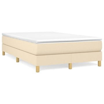 Vidaxl Box spring postelja z vzmetnico krem 120x200 cm blago
