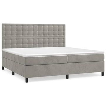 Vidaxl Box spring postelja z vzmetnico svetlo siva 200x200 cm žamet