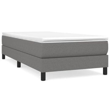 Vidaxl Box spring postelja z vzmetnico temno siva 100x200 cm blago