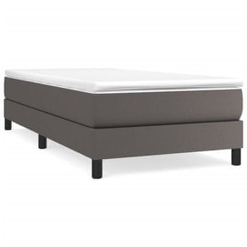 Vidaxl Box spring postelja z vzmetnico siva 90x200 cm umetno usnje