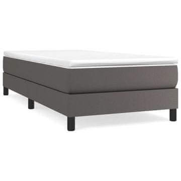 Vidaxl Box spring postelja z vzmetnico siva 100x200 cm umetno usnje