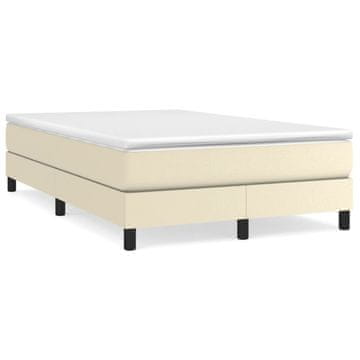 Vidaxl Box spring postelja z vzmetnico krem 120x200 cm umetno usnje