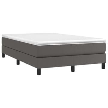 Vidaxl Box spring postelja z vzmetnico siva 120x190 cm umetno usnje