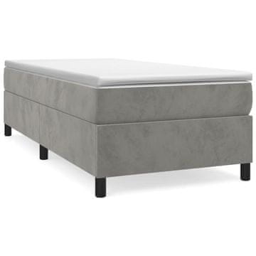 Vidaxl Box spring postelja z vzmetnico svetlo siva 100x200 cm žamet