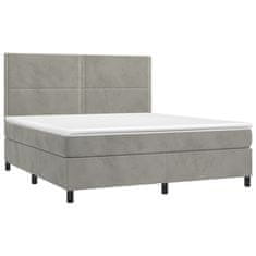 Vidaxl Box spring postelja z vzmetnico svetlo siva 160x200 cm žamet