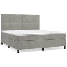 Vidaxl Box spring postelja z vzmetnico svetlo siva 160x200 cm žamet
