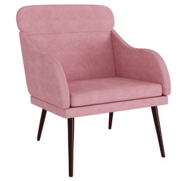 Vidaxl Fotelj roza 63x76x80 cm žamet