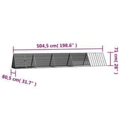 Vidaxl Kletka za zajce siva 504,5x80,5x71 cm pocinkano jeklo