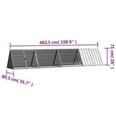 shumee Kletka za zajce antracit 403,5x80,5x71 cm pocinkano jeklo