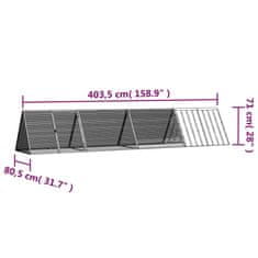 shumee Kletka za zajce siva 403,5x80,5x71 cm pocinkano jeklo