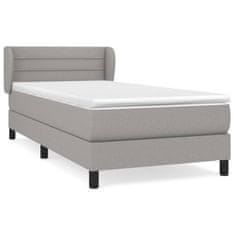 Vidaxl Box spring postelja z vzmetnico svetlo siva 90x200 cm blago