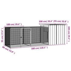 Vidaxl Kokošnjak siv 300x91x100 cm pocinkano jeklo