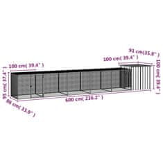 Vidaxl Kokošnjak siv 600x91x100 cm pocinkano jeklo