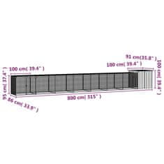 Vidaxl Kokošnjak siv 800x91x100 cm pocinkano jeklo