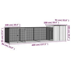 Vidaxl Kokošnjak siv 400x91x100 cm pocinkano jeklo