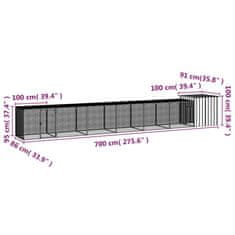 Vidaxl Kokošnjak siv 700x91x100 cm pocinkano jeklo