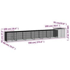 Vidaxl Kokošnjak antracit 700x91x100 cm pocinkano jeklo