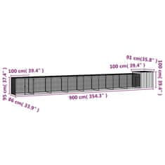 Vidaxl Kokošnjak siv 900x91x100 cm pocinkano jeklo