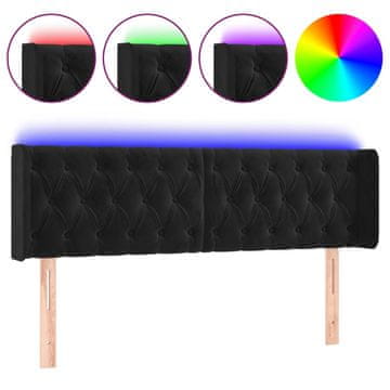 Vidaxl LED posteljno vzglavje črno 147x16x78/88 cm žamet