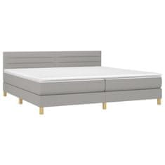 Vidaxl Box spring postelja z vzmetnico LED sv. siva 200x200 cm blago