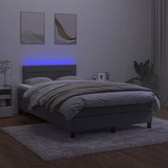 Vidaxl Box spring postelja z vzmetnico LED temno siva 120x200 cm žamet