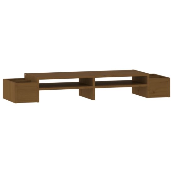 Vidaxl Stojalo za zaslon medeno rjavo 100x27,5x15 cm trdna borovina