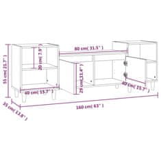 Vidaxl TV omarica bela 160x35x55 cm inženirski les