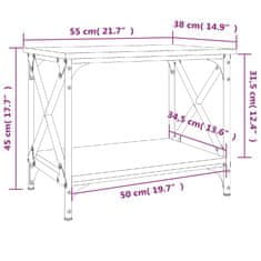 Vidaxl Stranska mizica dimljen hrast 55x38x45 cm inženirski les