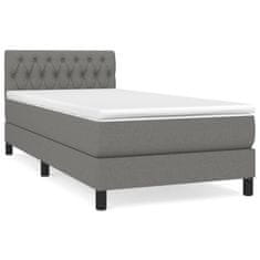 Vidaxl Box spring postelja z vzmetnico temno siva 90x200 cm blago