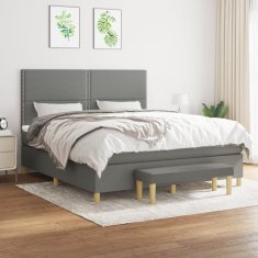 Vidaxl Box spring postelja z vzmetnico temno siva 180x200 cm blago