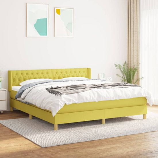 shumee Box spring postelja z vzmetnico zelena 180x200 cm žamet