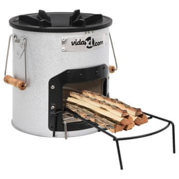 Vidaxl vidaXL Kamping peč na drva srebrna 45x25x26 cm jeklo