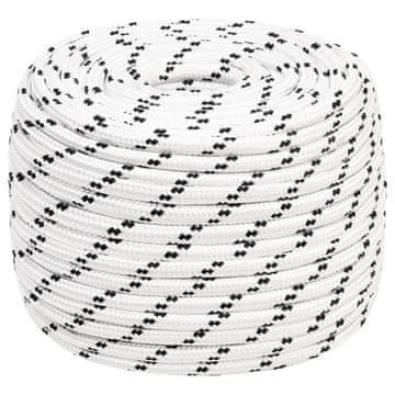 Vidaxl Pletena vrv za čoln bela 12 mm x 100 m poliester