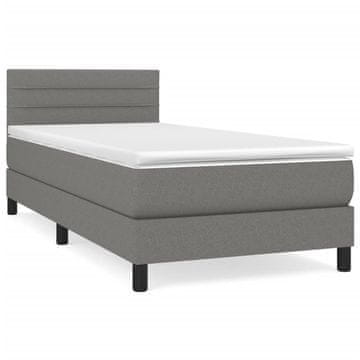 Vidaxl Box spring postelja z vzmetnico temno siva 90x190 cm blago