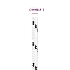 Vidaxl Pletena vrv za čoln bela 12 mm x 100 m poliester