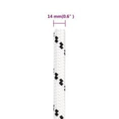 Vidaxl Pletena vrv za čoln bela 14 mm x 100 m poliester