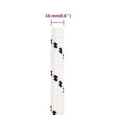 Vidaxl Pletena vrv za čoln bela 16 mm x 50 m poliester